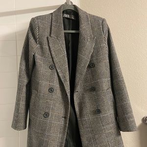 Zara grey plaid coat
